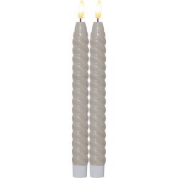 LED vaska sveces bē&scaron;ā krāsā 2gb 25x2.3cm Flamme Swirl 064-35 цена и информация | Sveces un svečturi | 220.lv