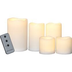 LED sveces 5gb baltas ar pulti Paul set of 5 062-69 cena un informācija | Sveces un svečturi | 220.lv
