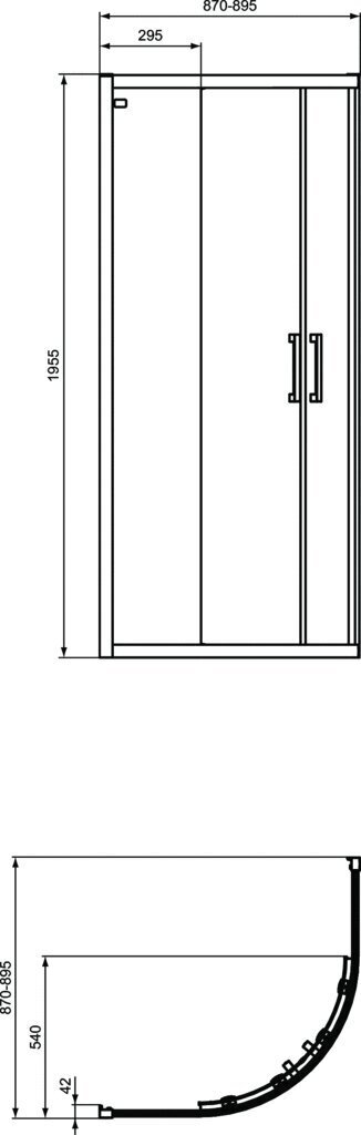 Pusapaļa dušas kabīne, Ideal Standard Connect 2, 90x90x195 cm, matēts melns, K9251V3 cena un informācija | Dušas kabīnes | 220.lv