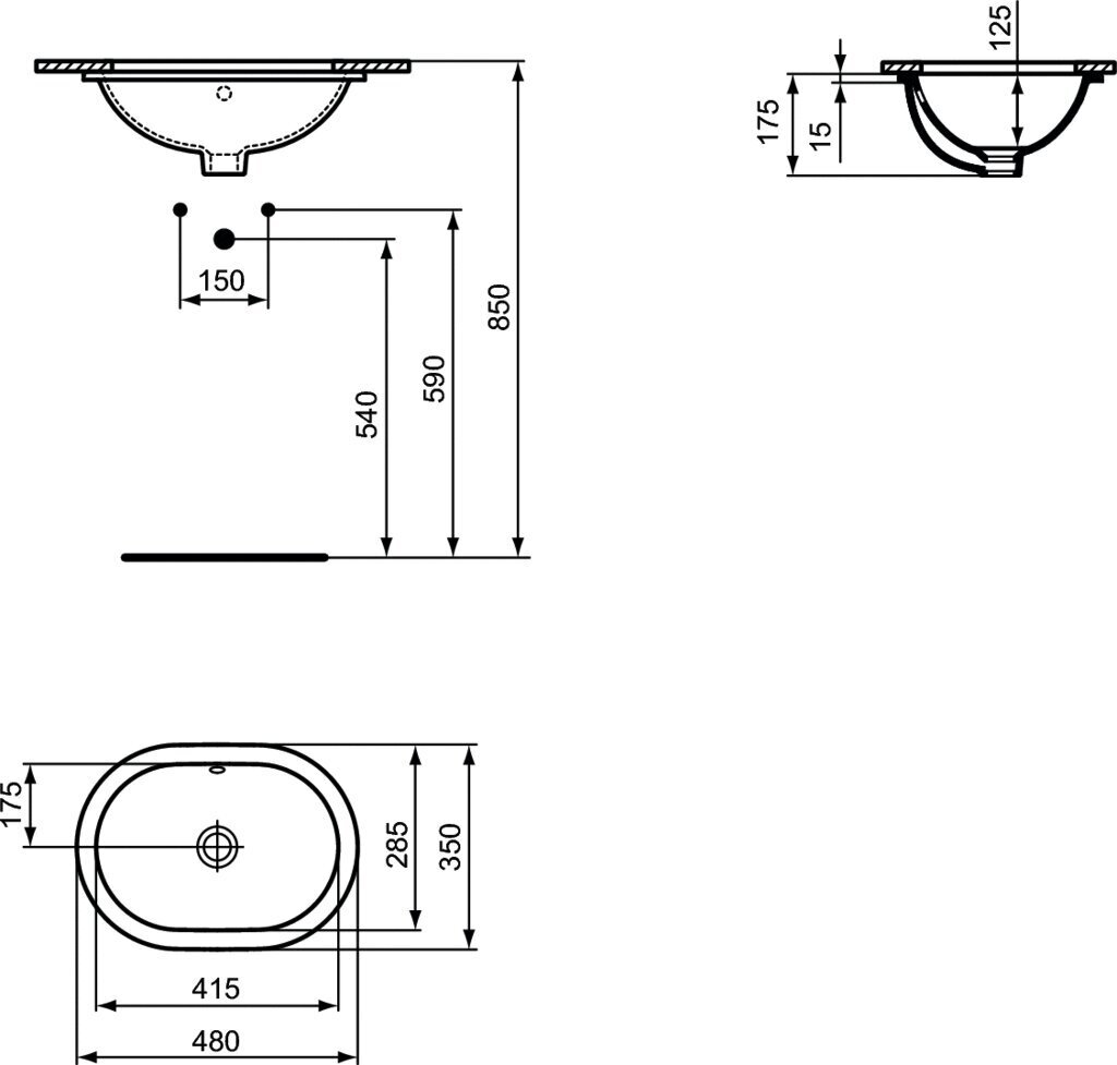 Keramikas izlietne, Ideal Standard Connect Oval, 48x35 cm, balta, E504601 цена и информация | Izlietnes | 220.lv