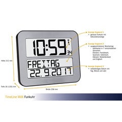 Digitālais radio pulkstenis TFA TIMELINE MAX 60.4512, sudrabs цена и информация | Часы | 220.lv