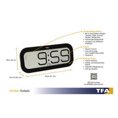 Digitālais radio pulkstenis ar stundas ritmu TFA BIMBAM 60.4514, melns цена и информация | Часы | 220.lv