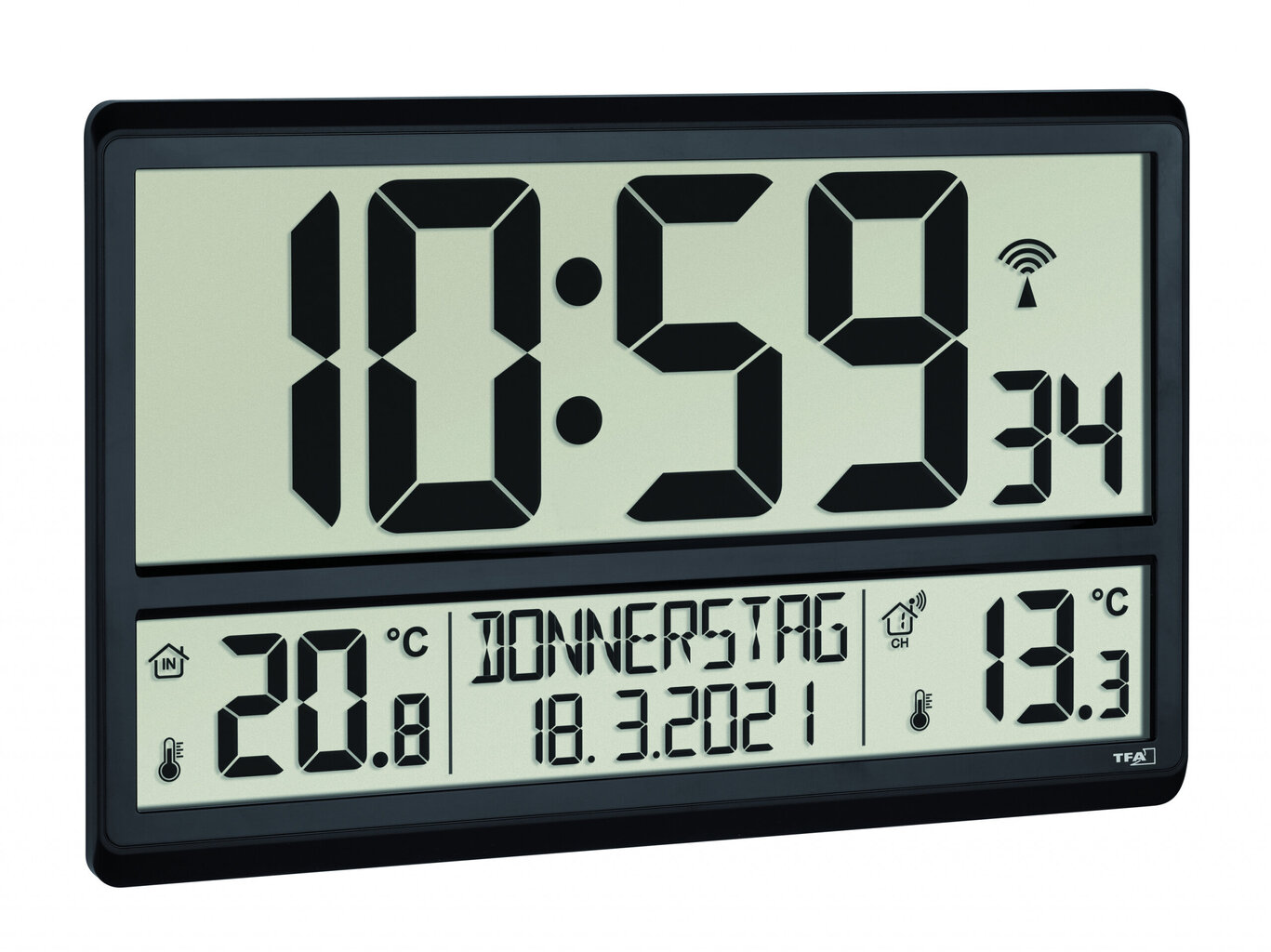 Digitālais XL radiovadāmais pulkstenis ar ārējo un iekšējo temperatūru 60.4521 cena un informācija | Pulksteņi | 220.lv