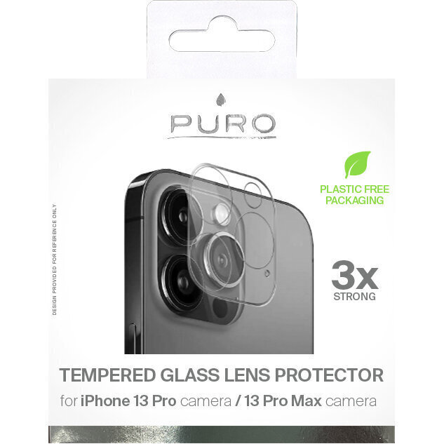 Rūdīta stikla kameras lēcu aizsardzība Puro piemērota Apple iPhone 13 Pro un Apple iPhone 13 Pro Max cena un informācija | Ekrāna aizsargstikli | 220.lv