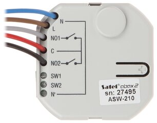 Bezvadu divu kanālu 230V AC kontrolieris ASW-210 ABAX/ABAX2 SATEL cena un informācija | Drošības sistēmas, kontrolieri | 220.lv