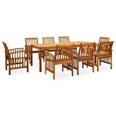 3058091 vidaXL 9 Piece Garden Dining Set with Cushions Solid Acacia Wood (45963+312128+2x312129) cena un informācija | Dārza mēbeļu komplekti | 220.lv