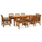 3058093 vidaXL 9 Piece Garden Dining Set with Cushions Solid Acacia Wood (45963+312130+2x312131) cena un informācija | Dārza mēbeļu komplekti | 220.lv