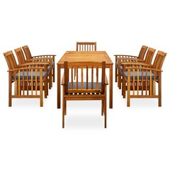 3058093 vidaXL 9 Piece Garden Dining Set with Cushions Solid Acacia Wood (45963+312130+2x312131) цена и информация | Комплекты уличной мебели | 220.lv