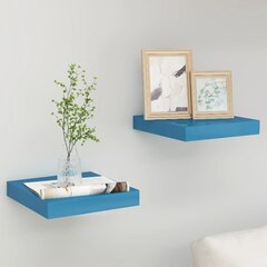 vidaXL sienas plaukti, 2 gab., zili, 23x23,5x3,8 cm, MDF цена и информация | Полки | 220.lv