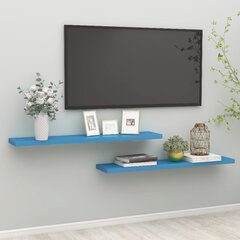 vidaXL sienas plaukti, 2 gab., zili, 120x23,5x3,8 cm, MDF цена и информация | Полки | 220.lv