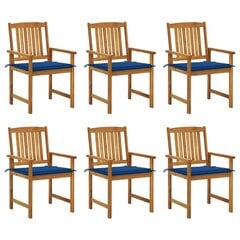 vidaXL dārza krēsli ar matračiem, 6 gab., akācijas masīvkoks cena un informācija | Dārza krēsli | 220.lv