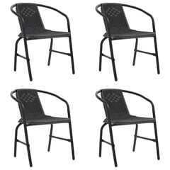 vidaXL dārza krēsli, 4 gab., plastmasas rotangpalma, tērauds, 110 kg цена и информация | Садовые стулья, кресла, пуфы | 220.lv