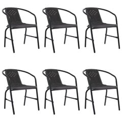 vidaXL dārza krēsli, 6 gab., plastmasas rotangpalma, tērauds, 110 kg cena un informācija | Dārza krēsli | 220.lv