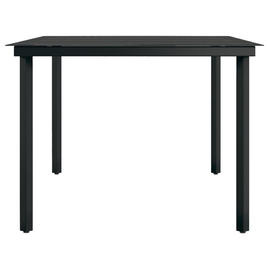 vidaXL dārza galds, melns, 200x100x74 cm, tērauds un stikls cena un informācija | Dārza galdi | 220.lv