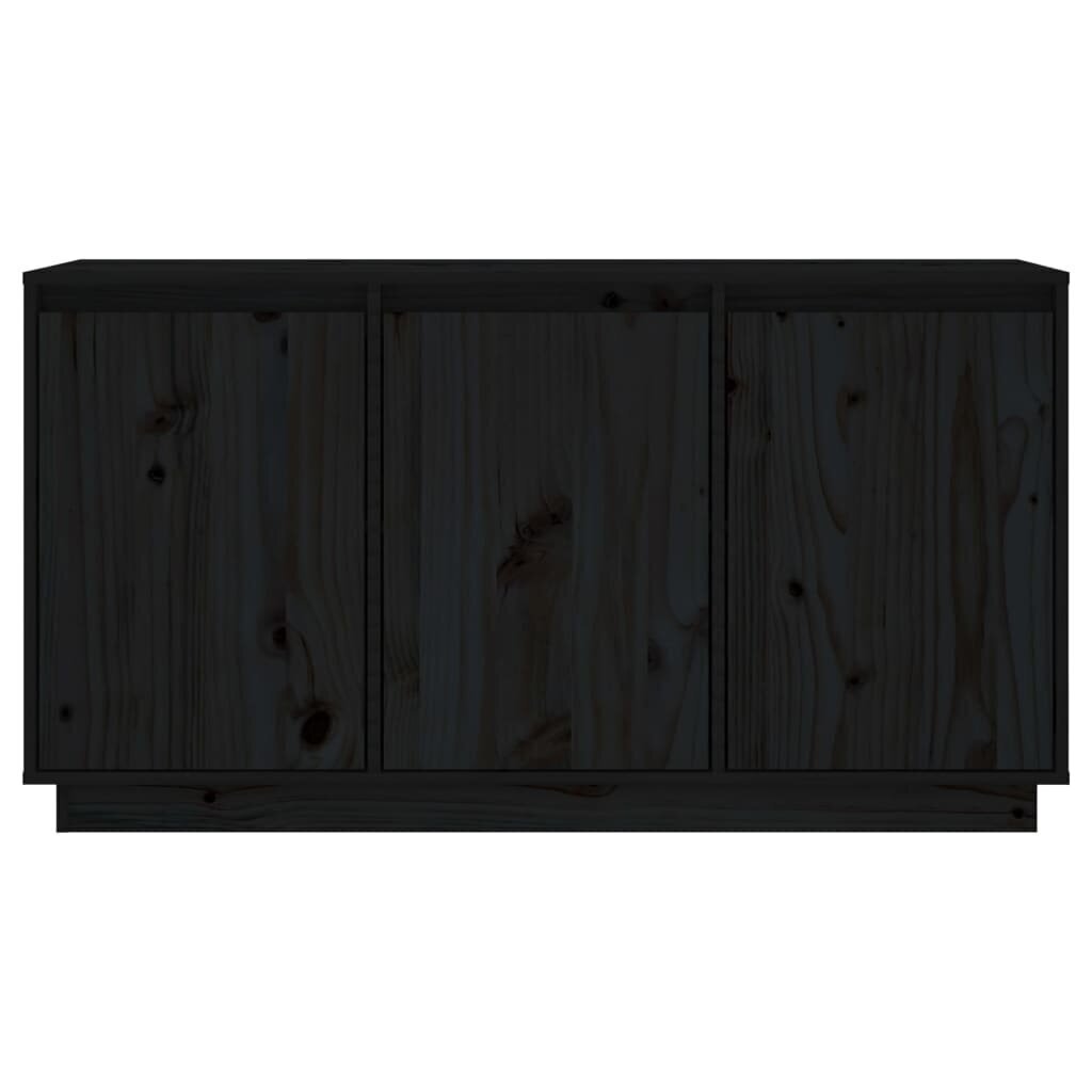 vidaXL kumode, melna, 111x34x60 cm, priedes masīvkoks cena un informācija | Skapīši viesistabai | 220.lv