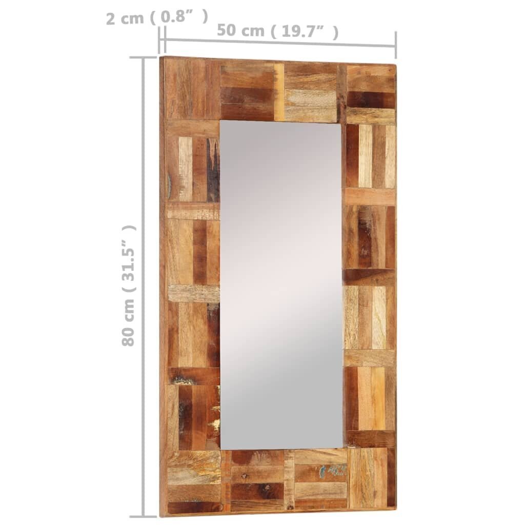 vidaXL sienas spogulis, pārstrādāts masīvkoks, 50x80 cm cena un informācija | Spoguļi | 220.lv