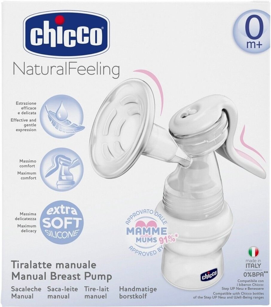 Manuālais krūts sūknis Chicco Natural Feeling cena un informācija | Krūts piena pumpji | 220.lv