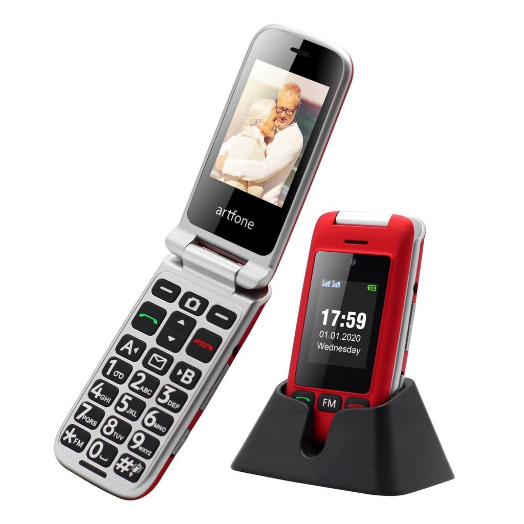 Senioru tālrunis Artfone C10 Red cena un informācija | Mobilie telefoni | 220.lv