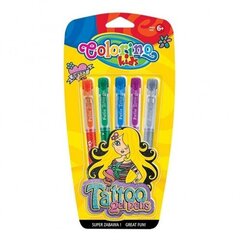 Гелевые ручки для татуировки Colorino Kids Gel Tattoo, 5 шт. цена и информация | Письменные принадлежности | 220.lv