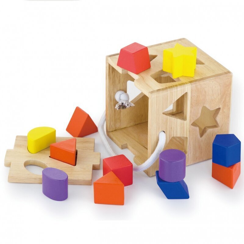 Koka formu šķirošanas kubs, VIGA cena un informācija | Attīstošās rotaļlietas | 220.lv