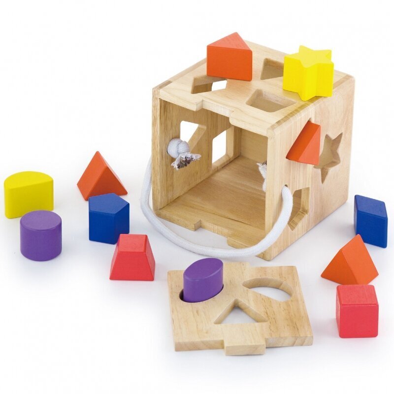 Koka formu šķirošanas kubs, VIGA cena un informācija | Attīstošās rotaļlietas | 220.lv