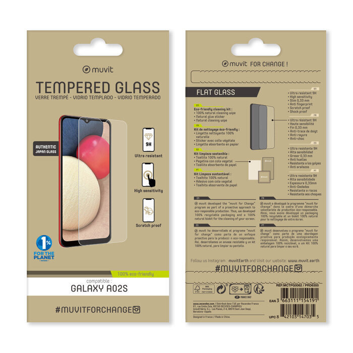 Samsung Galaxy A02s Tempered 2.5D Screen Glass By Muvit Transparent cena un informācija | Ekrāna aizsargstikli | 220.lv