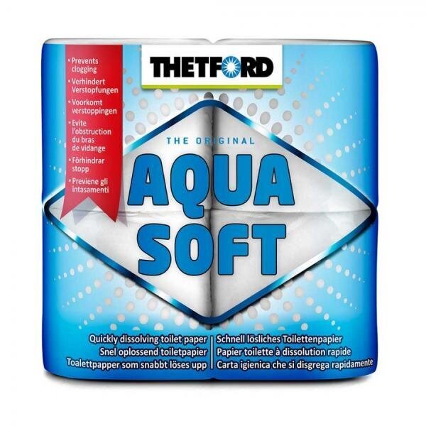 Šķīstošais tualetes papīrs Thetford Aqua Soft, 4 gab. cena un informācija | Tualetes papīrs, papīra dvieļi | 220.lv