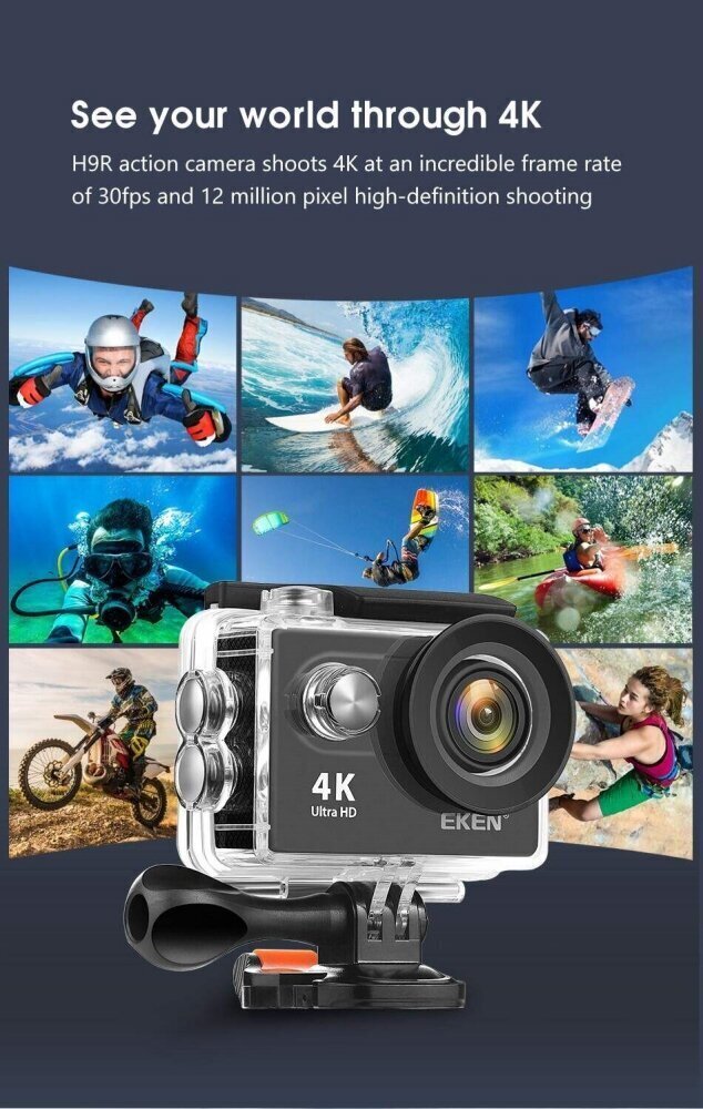 Darbības kamera EKEN, 4 К, 170° cena un informācija | Sporta kameras | 220.lv