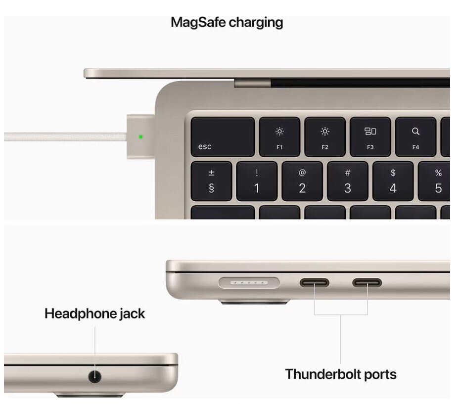 Apple MacBook Air 13” Apple M2 8/256GB Starlight INT MLY13ZE/A cena un informācija | Portatīvie datori | 220.lv