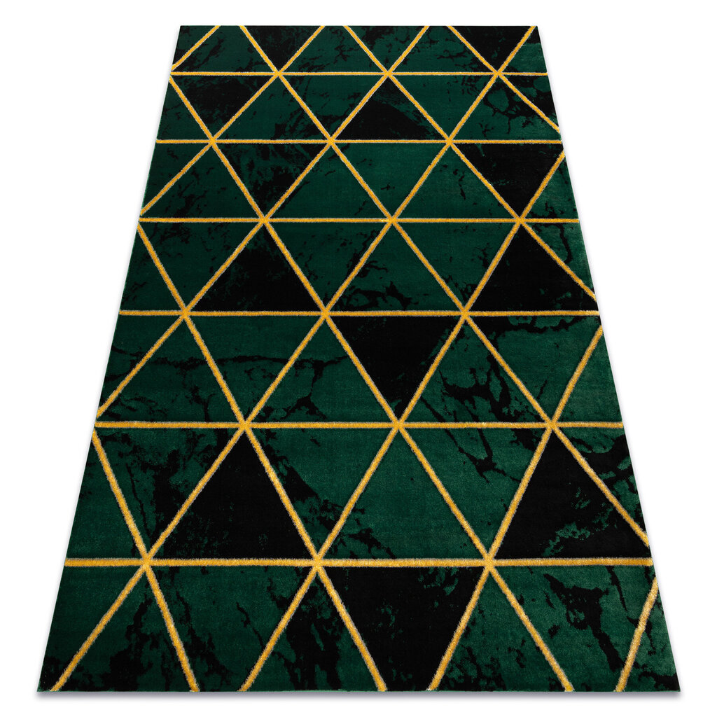 Paklājs EMERALD ekskluzīvs 1020 glamour, stilīgs marvalzis, trijstūri pudele zaļa / zelts cena un informācija | Paklāji | 220.lv