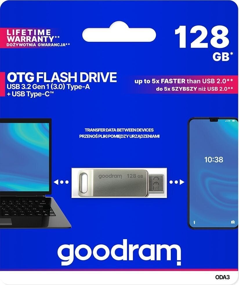 GoodRam ODA3-1280S0R11, 128 GB, USB 3.2 cena un informācija | USB Atmiņas kartes | 220.lv