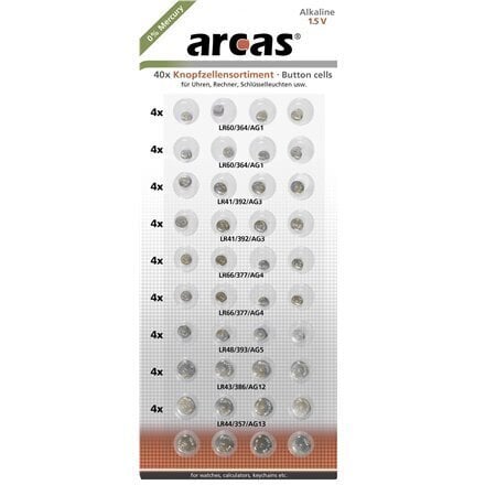 Arcas 12754000, 8x AG1, AG3, AG4, AG13 un 4x AG5, AG12 cena un informācija | Baterijas | 220.lv