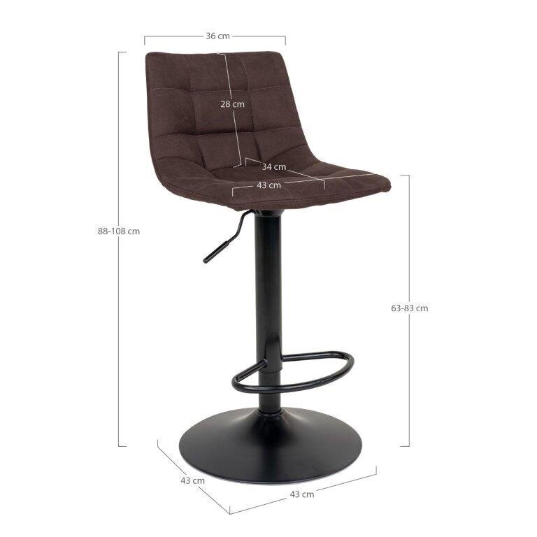 2-vu bāra krēslu komplekts Middelfart, tumši brūns cena un informācija | Virtuves un ēdamistabas krēsli | 220.lv