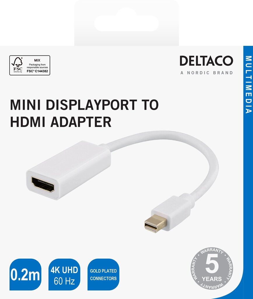 Deltaco 00110025, Mini DP/HDMI, 0.2 m cena un informācija | Adapteri un USB centrmezgli | 220.lv