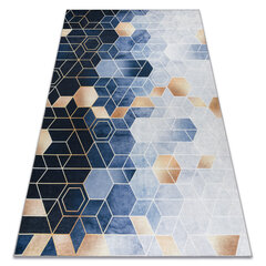ANDRE 1216 mazgāšanas paklājs Kubs, geometriskais pretslīdēšana - zils cena un informācija | Paklāji | 220.lv