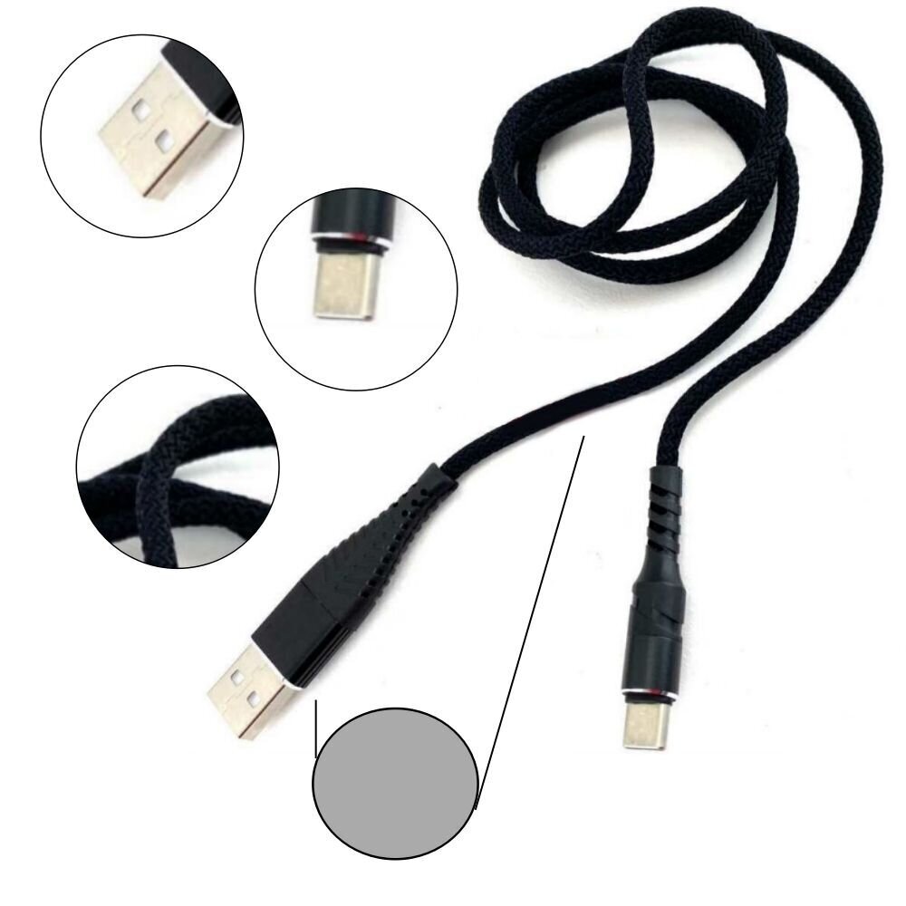 USB kabelis ar USB Type-C savienotāju, sudraba krāsā цена и информация | Savienotājkabeļi | 220.lv