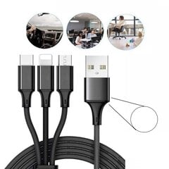 USB kabelis ar 3 veidu savienotājiem, balts цена и информация | Кабели для телефонов | 220.lv