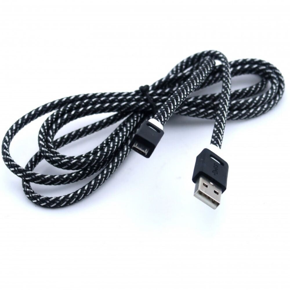 USB kabelis, pārklāts ar virves slāni, balts цена и информация | Savienotājkabeļi | 220.lv