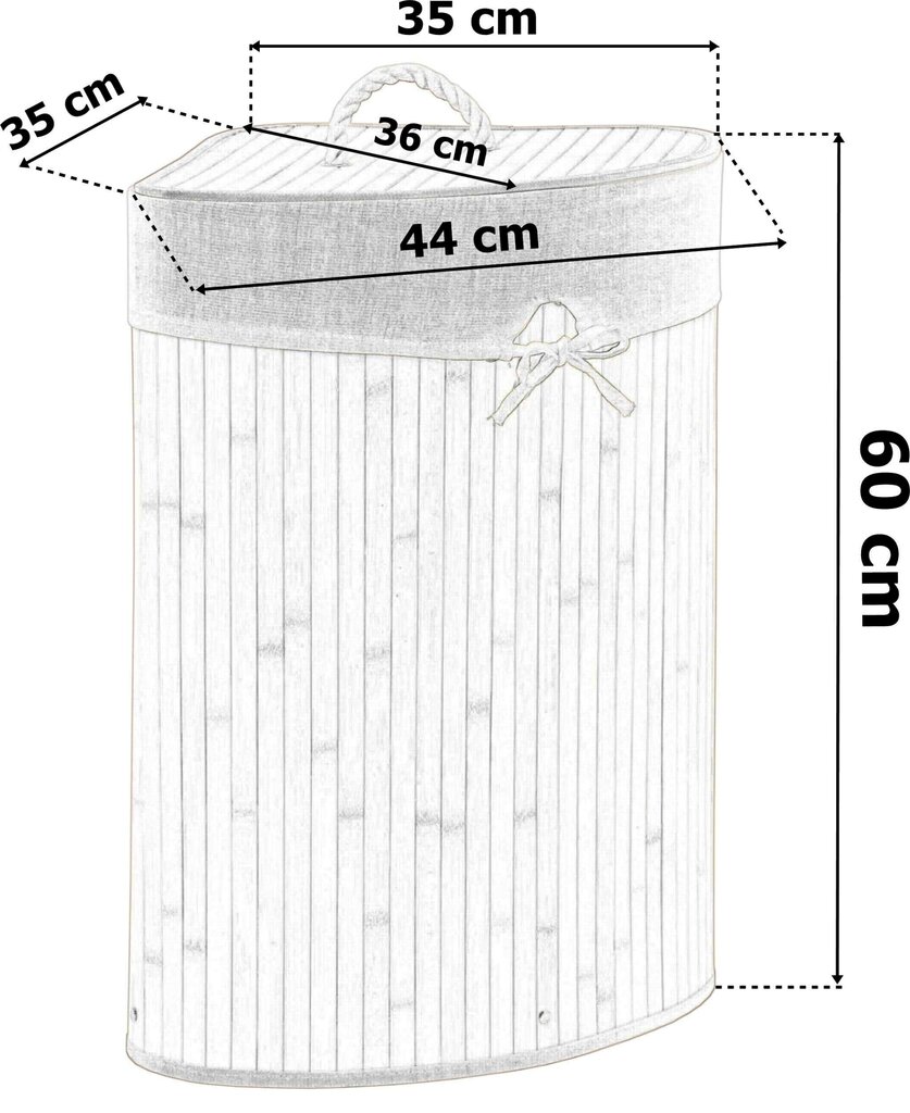 Bambusa veļas grozs, 60 L, melni pelēks cena un informācija | Vannas istabas aksesuāri | 220.lv
