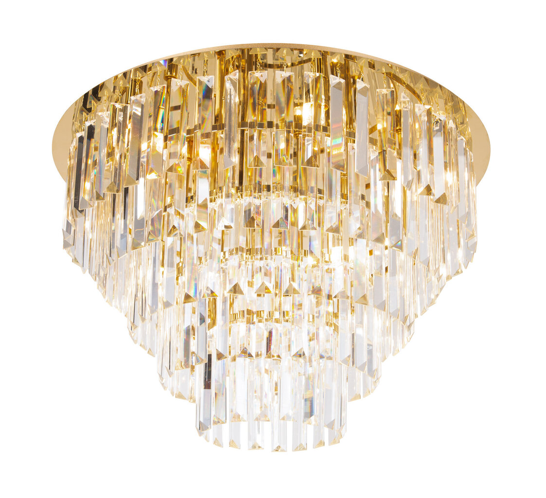 Griestu lustra Maxlight Monaco kolekcija zelta krāsā ar kristāliem &Oslash;60 cm 15xG9 C0206 cena un informācija | Griestu lampas | 220.lv
