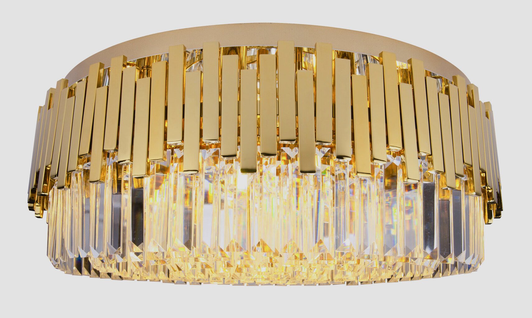 Griestu lustra Maxlight Trend kolekcija plafonveida zelta krāsā ar kristāliem &Oslash;60cm 15xE14 C0164 cena un informācija | Griestu lampas | 220.lv