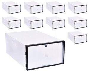 Прозрачная коробка для обуви 10 штук с рамкой цена и информация | Мешки для одежды, вешалки | 220.lv