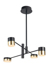 Griestu lampa Maxlight Puma kolekcija melnā krāsā ar zelta detaļām 4x7W 3000K P0404 cena un informācija | Lustras | 220.lv
