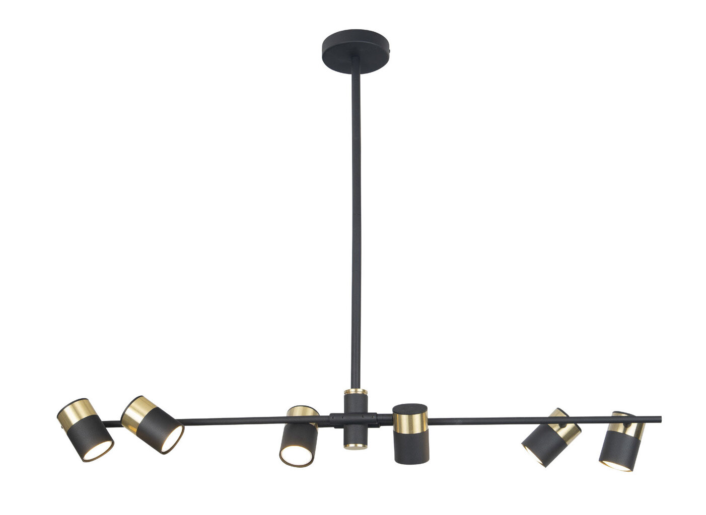 Griestu lampa - prožektors Maxlight Puma kolekcija melnā krāsā ar zelta detaļām 6xGU10 P0409 cena un informācija | Piekaramās lampas | 220.lv