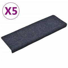 vidaXL kāpņu paklāji, 5 gab., adatu perforēti, 65x25 cm, pelēki цена и информация | Ковры | 220.lv