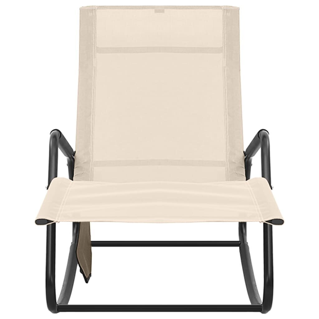 vidaXL sauļošanās zvilnis, tērauds un krēmkrāsas tekstilēns цена и информация | Sauļošanās krēsli | 220.lv