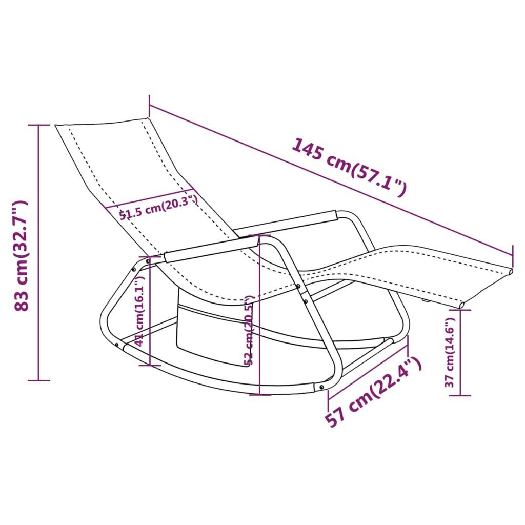 vidaXL sauļošanās zvilnis, tērauds un krēmkrāsas tekstilēns цена и информация | Sauļošanās krēsli | 220.lv