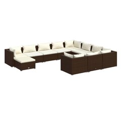 Садовый комплект мебели с подушками, 11 частей, коричневый цена и информация | Комплекты уличной мебели | 220.lv