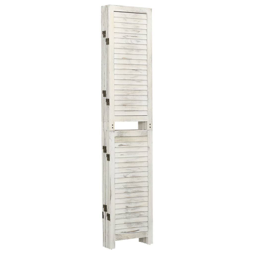 vidaXL 5-paneļu istabas aizslietnis, 178,5x166 cm, balts masīvkoks cena un informācija | Aizslietņi | 220.lv