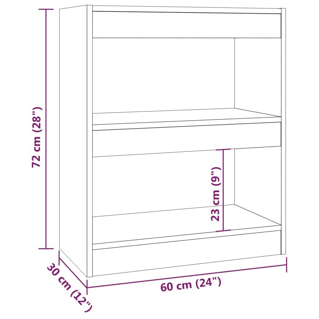 vidaXL grāmatu plaukts, aizslietnis, betona pelēks, 60x30x72 cm cena un informācija | Plaukti | 220.lv